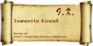 Ivanovits Kincső névjegykártya